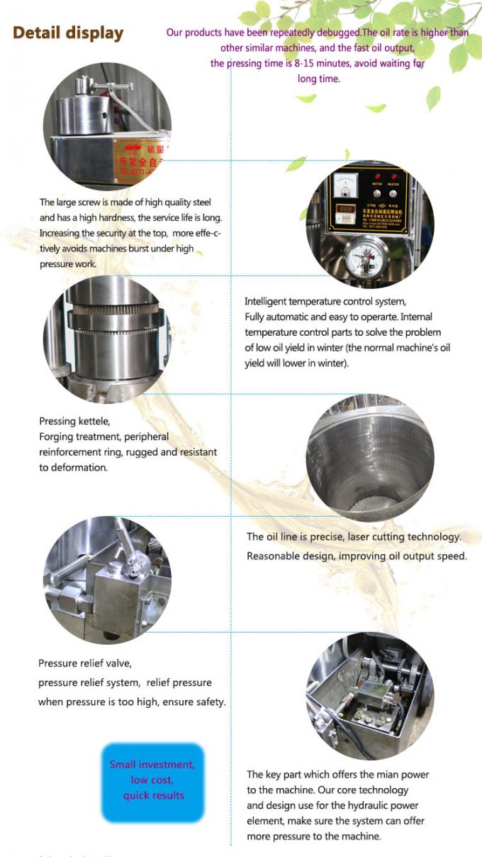 150kg/h de hydraulische Machine van de Oliepers voor de Molensesamzaad van de Mosterdolie 3