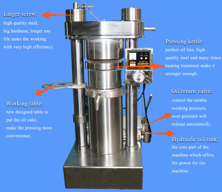 750*10*1640mm Hydraulische oliepers voor olieproductie Capaciteit 13 kg/batch